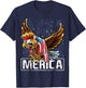 Merica Bald Eagle Mullet 4th of July American Flag Patriotic Women Kids Men T-Shirt - T-Shirt | Navy