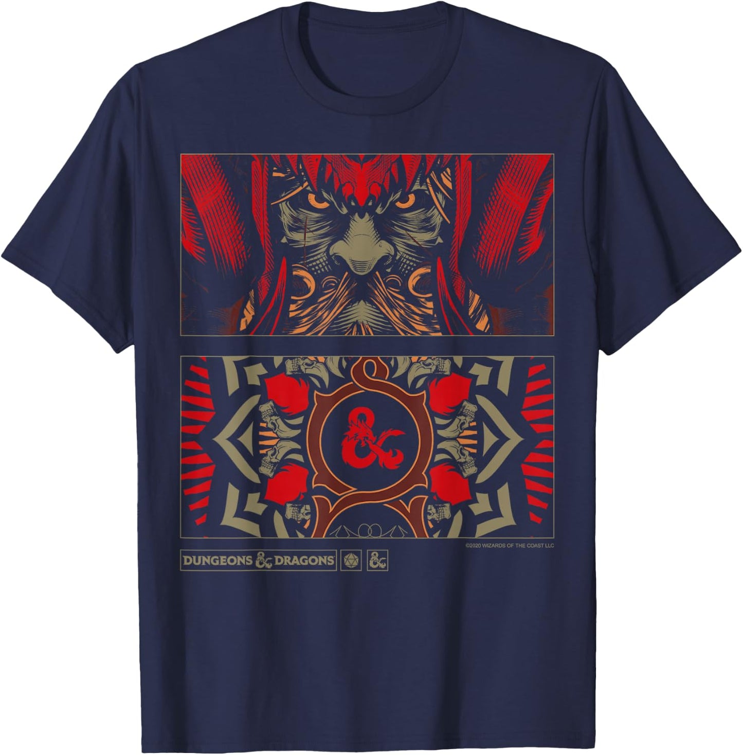 Dungeons & Dragons Handbook Cover Art Panels T-Shirt - T-Shirt | Navy