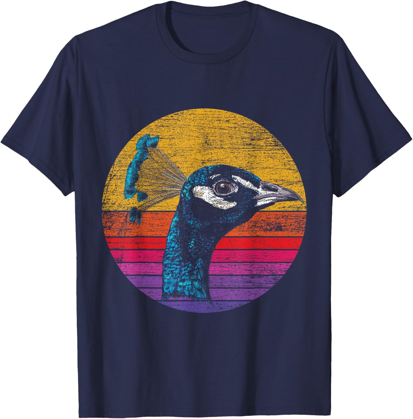 Retro Peacock T-Shirt - T-Shirt | Navy