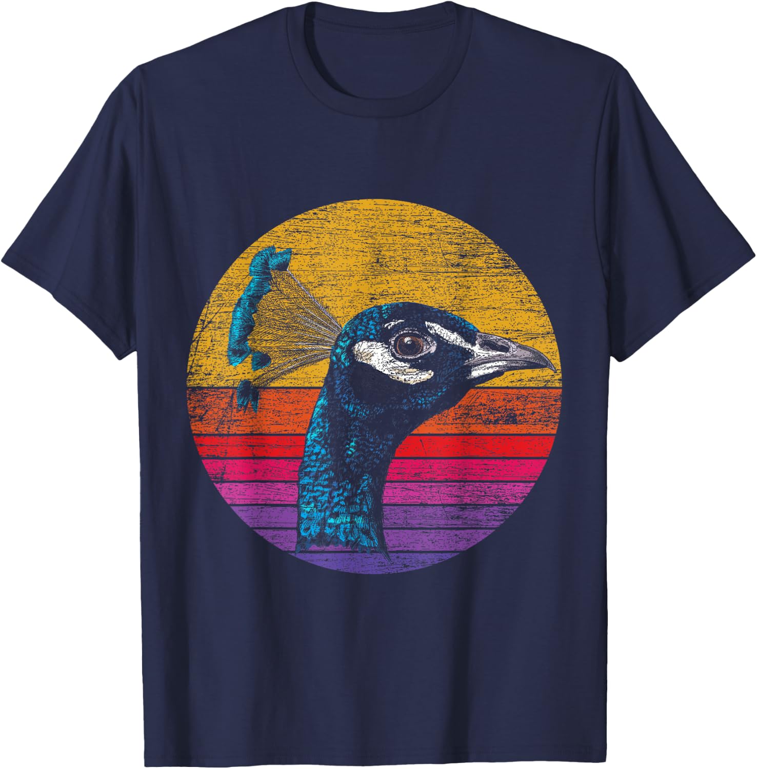 Retro Peacock T-Shirt - T-Shirt | Navy