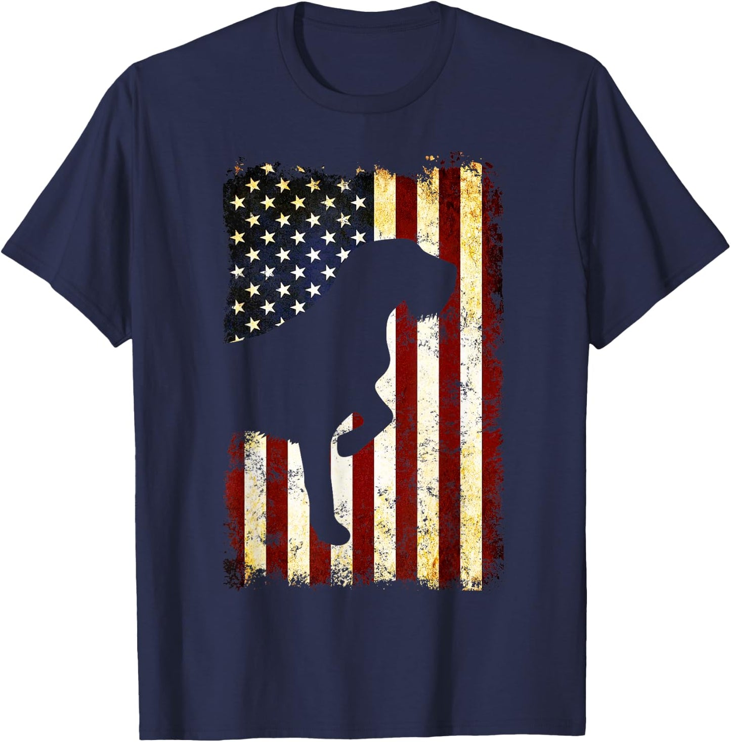 Wirehaired Pointing Griffon Silhouette American Flag T-Shirt - T-Shirt | Navy