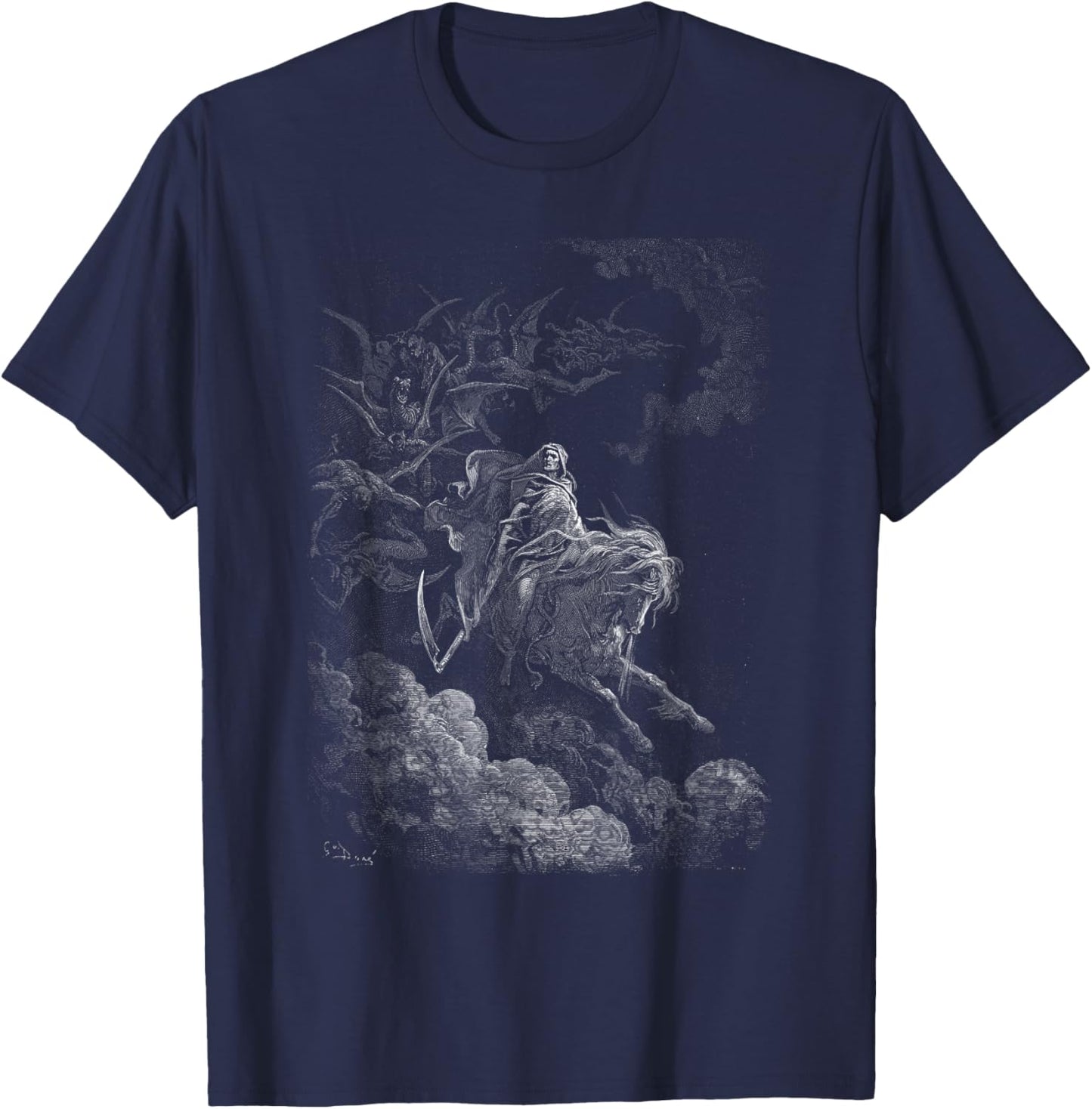 Gustave Doré - Death On The Pale Horse - Grim Reaper - 1865 T-Shirt - T-Shirt | Navy