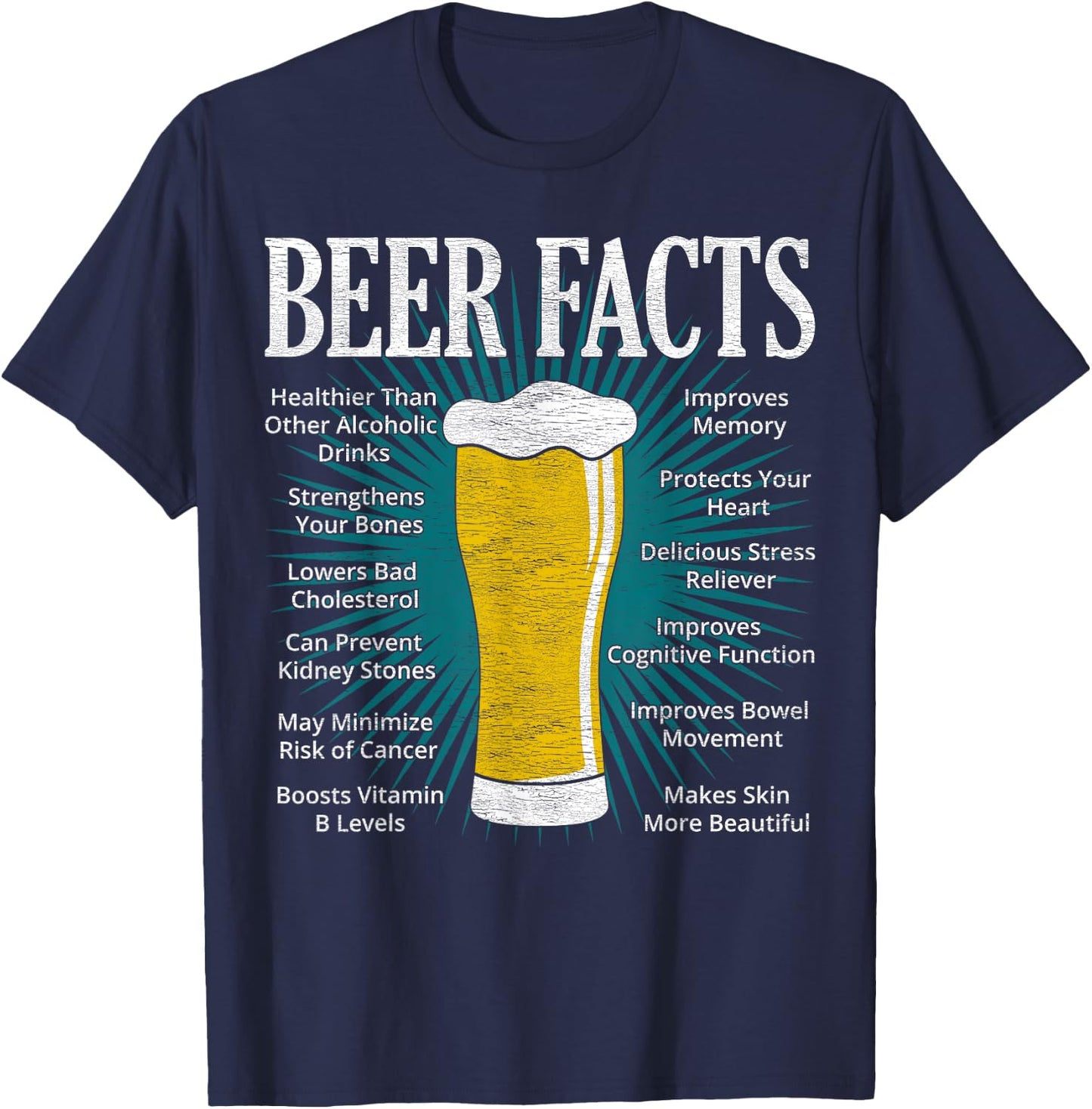 Beer Facts - Funny Beer Lover Gift T-Shirt - T-Shirt | Navy