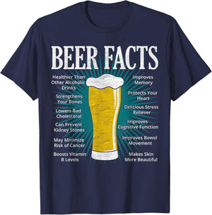 Beer Facts - Funny Beer Lover Gift T-Shirt - T-Shirt | Navy