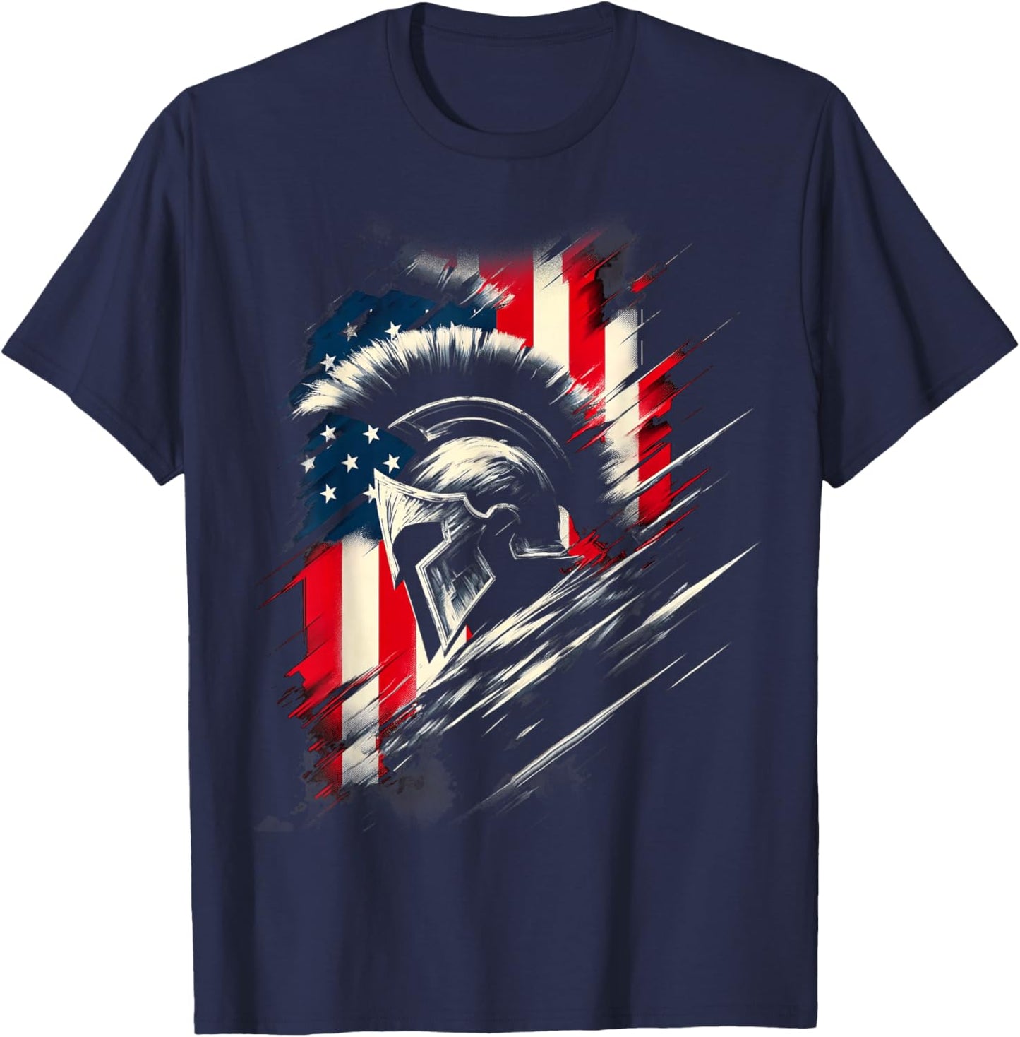 Spartan Patriotic Molon Labe American Flag Spartan USA Greek T-Shirt - T-Shirt | Navy