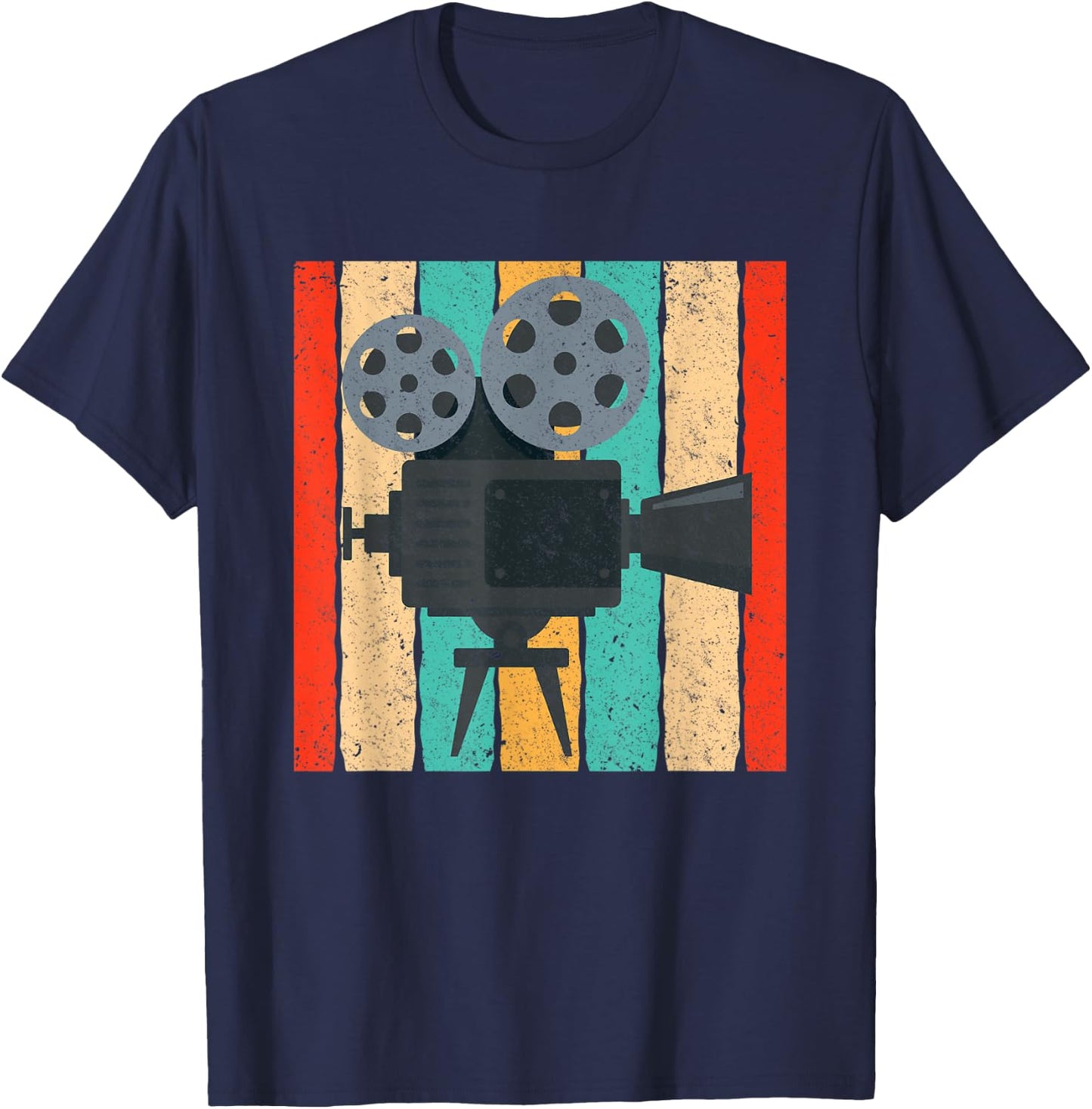 Vintage Cinema Camera Retro Movie Projector T-Shirt - T-Shirt | Navy