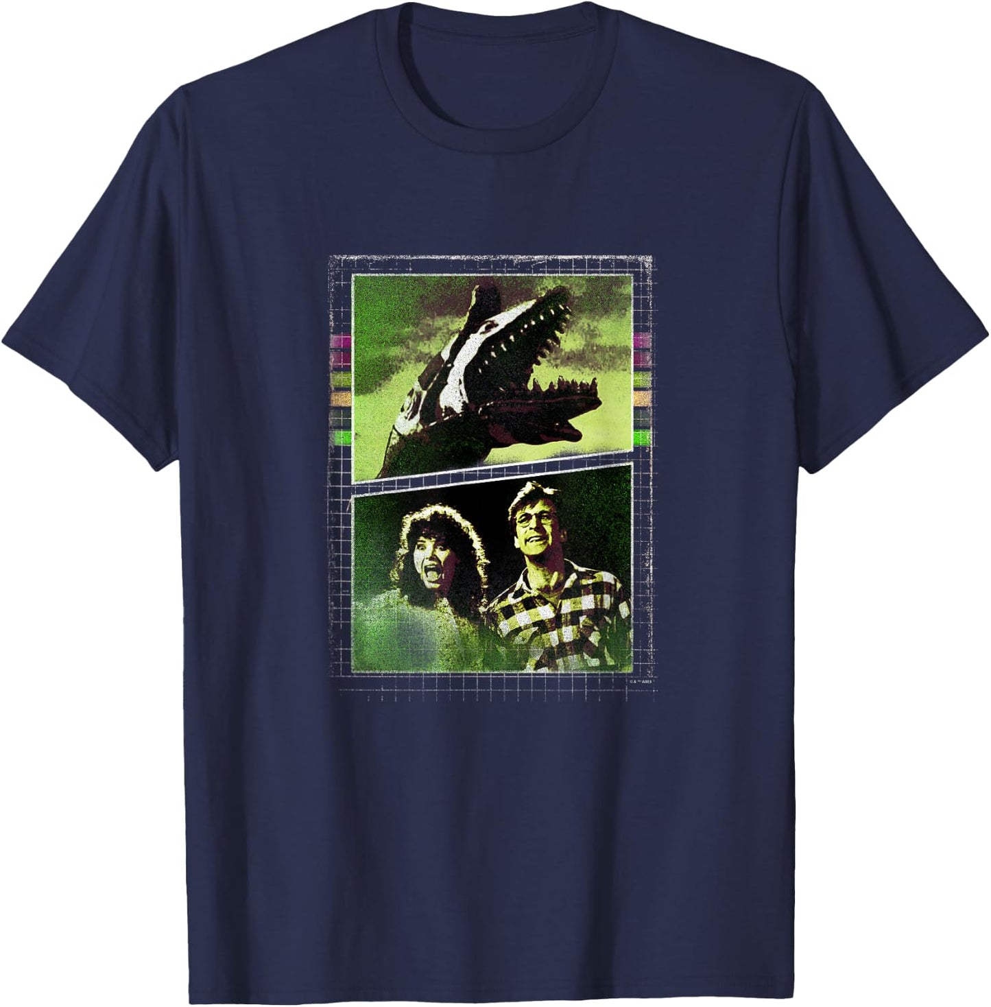 Beetlejuice Vintage Retro Sandworm Adam & Barbara Panels T-Shirt - T-Shirt | Navy