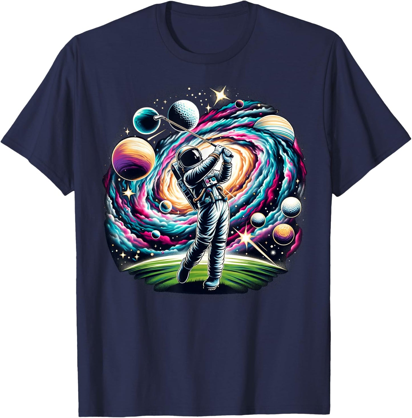 Funny Space Golf Astronaut on Golfer T-Shirt - T-Shirt | Navy