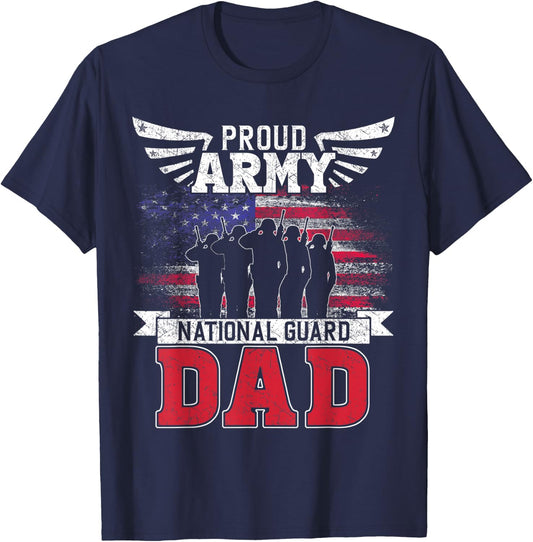 Proud Army National Guard Dad Father Soldier Father's Day T-Shirt - T-Shirt | Navy