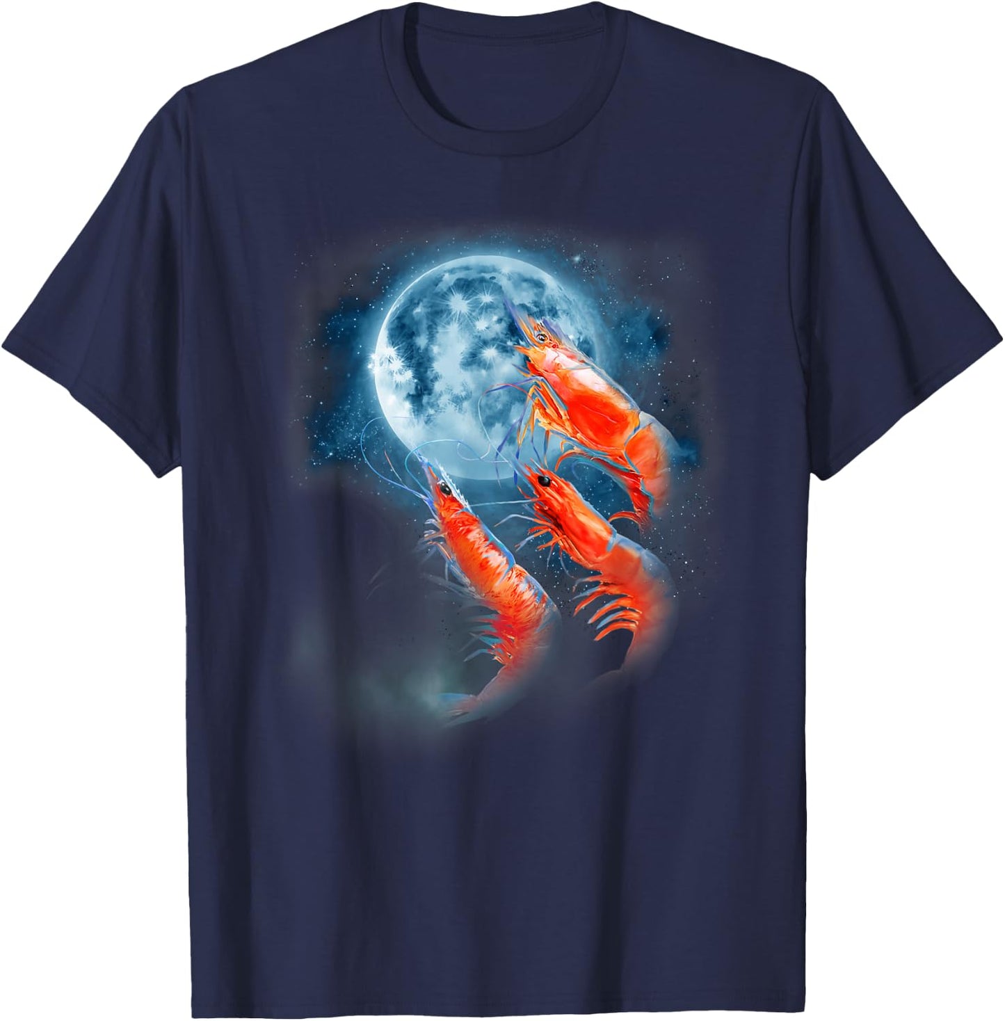 Funny Prawn Shirt - Shrimp Shirt - Howling at the Moon T-Shirt - T-Shirt | Navy