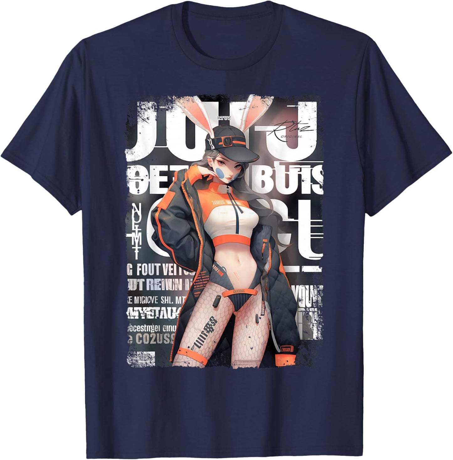 Magazine Cover Vintage Girl Bunny Collage Sexy Model Pin-Up T-Shirt - T-Shirt | Navy