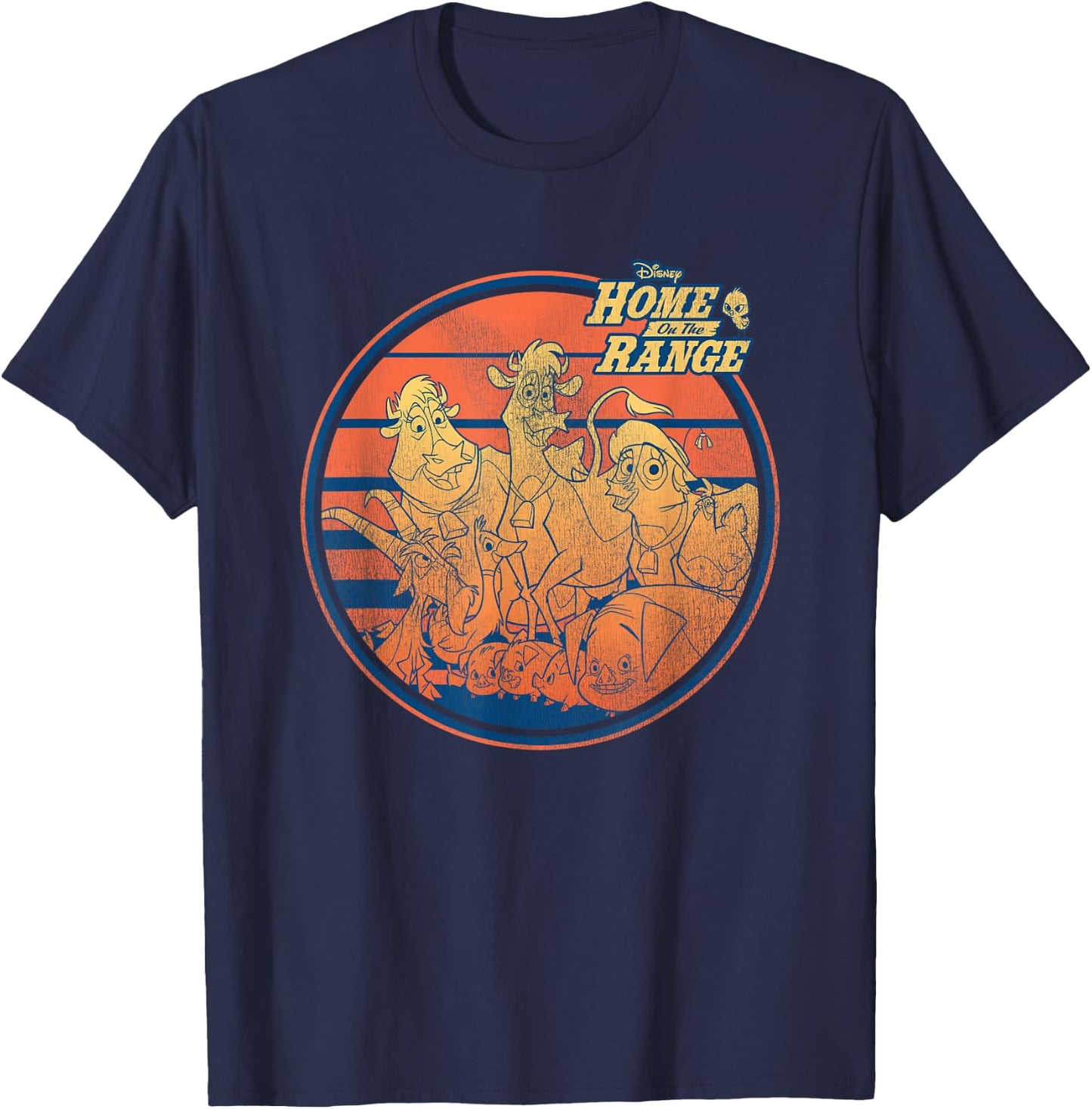 Disney Home on the Range Characters Retro Stripes T-Shirt - T-Shirt | Navy