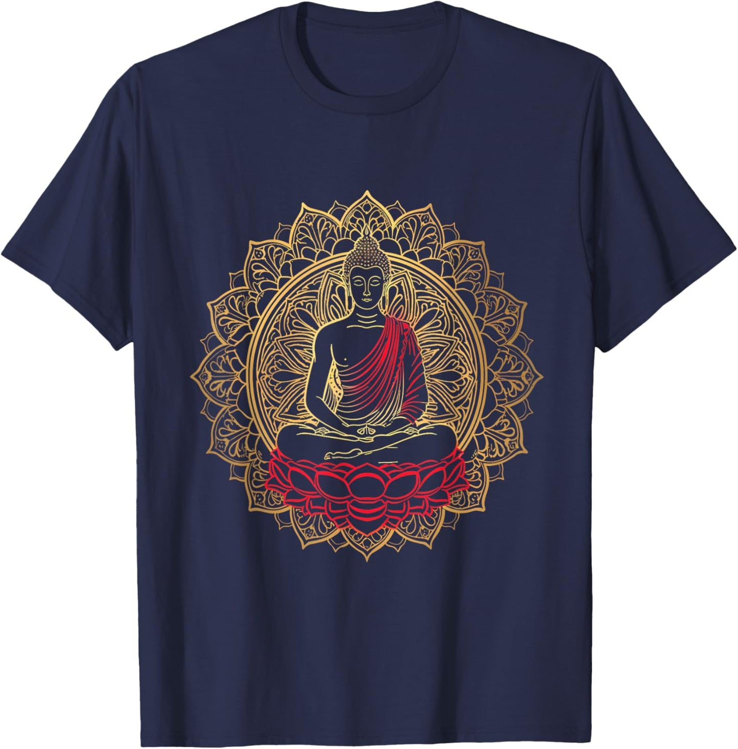 Meditation Spiritual Mandala Buddhist Zen Buddha Hindu T-Shirt - T-Shirt | Navy