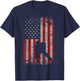 Patriotic American Flag Ice Hockey Gift Hockey Player Fan T-Shirt - T-Shirt | Navy
