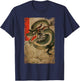 Japanese Dragon and The Great Wave off Kanagawa Woodblock T-Shirt - T-Shirt | Navy