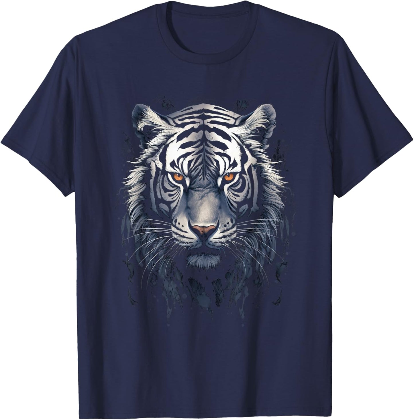 White Tiger Iconic Bengal Sumatran Tigers Wildlife T-Shirt - T-Shirt | Navy
