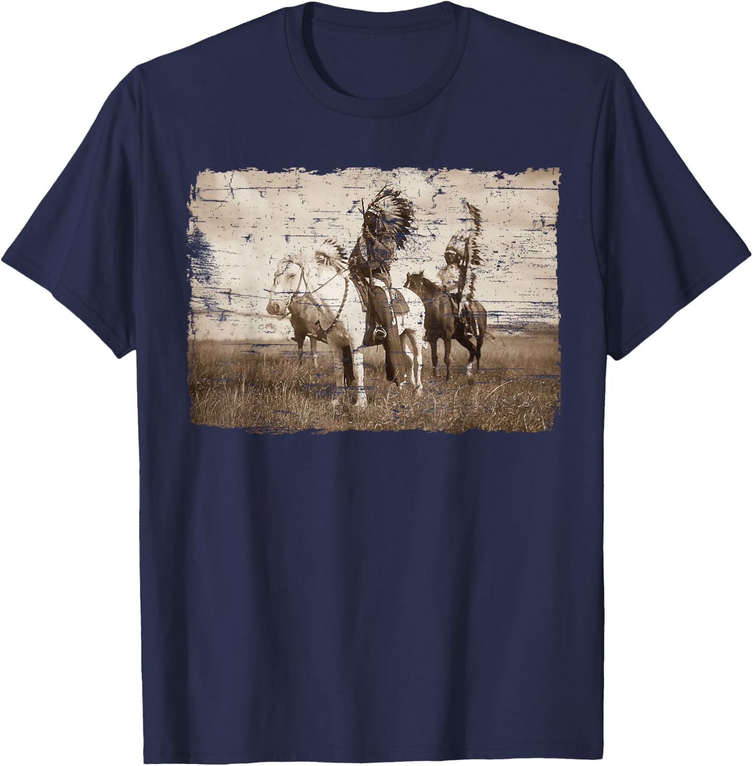 Native American Chief Head Indians Warbonnets Headdress T-Shirt - T-Shirt | Navy