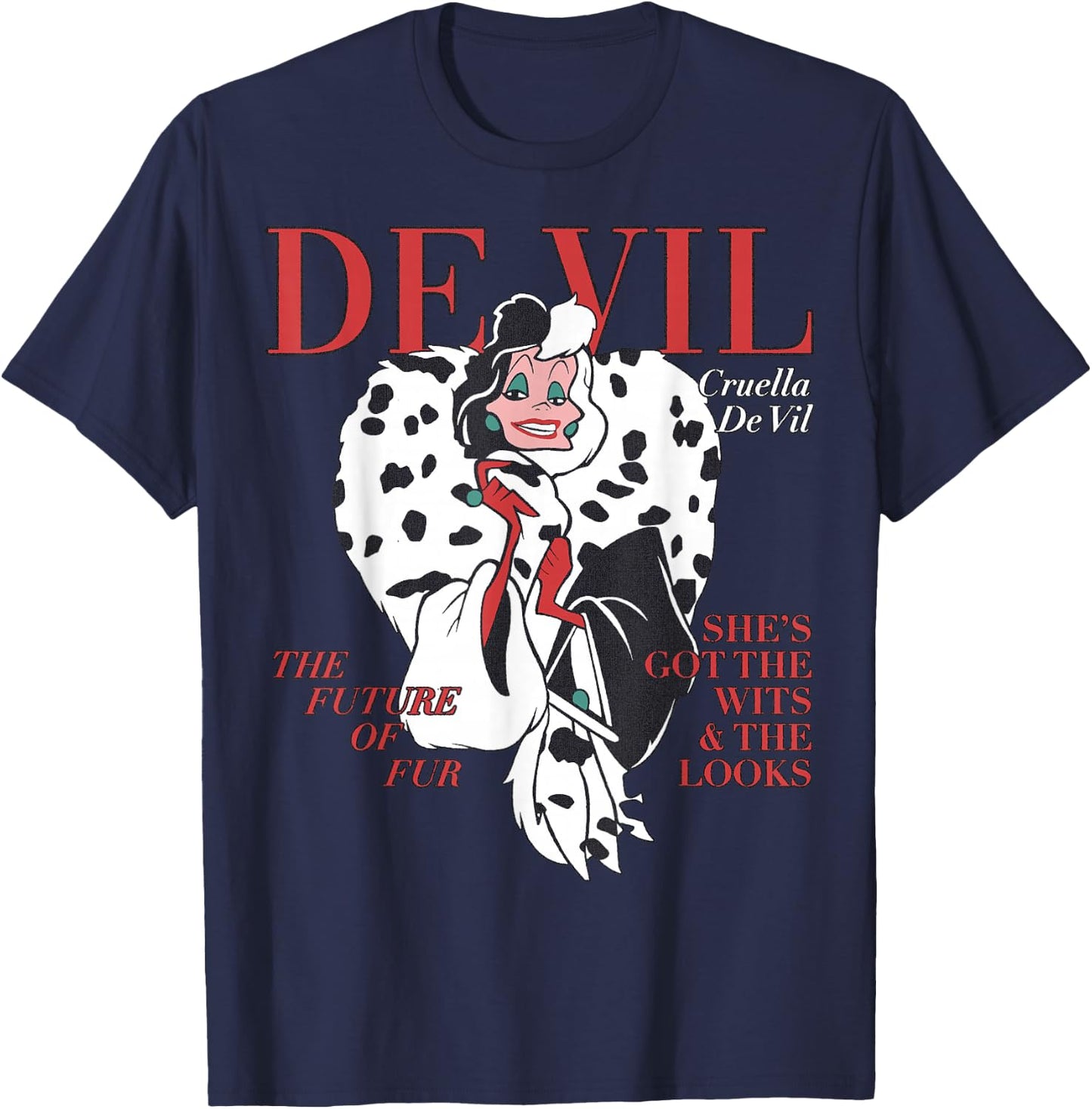 Disney Villains Cruella De Vil Magazine Cover Small T-Shirt - T-Shirt | Navy