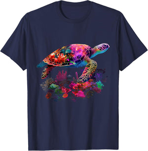 Sea Turtle Hawaiian Surfer Diving Diver T-Shirt - T-Shirt | Navy