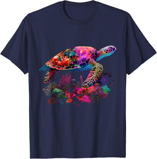 Sea Turtle Hawaiian Surfer Diving Diver T-Shirt - T-Shirt | Navy