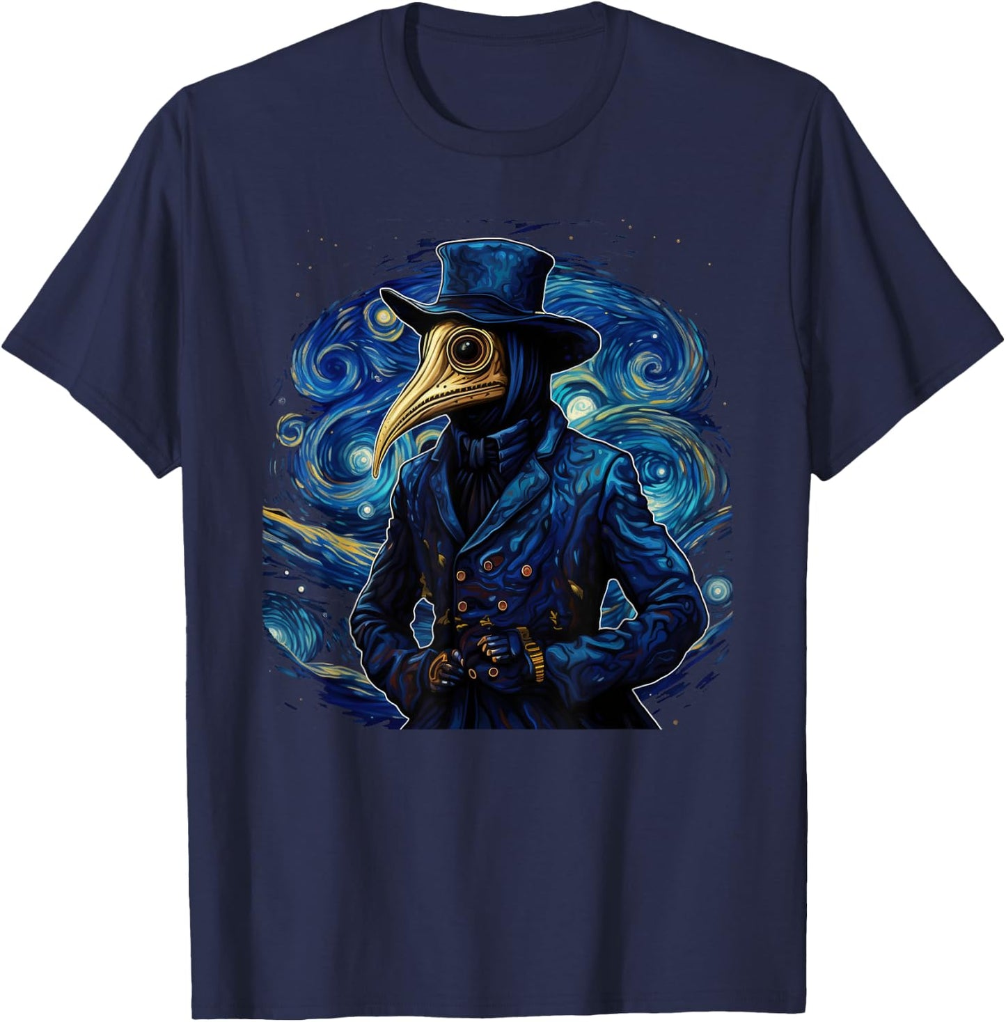 Funny Plague Doctor Starry Night Van Gogh leeches medical T-Shirt - T-Shirt | Navy