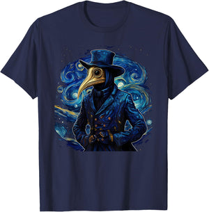 Funny Plague Doctor Starry Night Van Gogh leeches medical T-Shirt - T-Shirt | Navy
