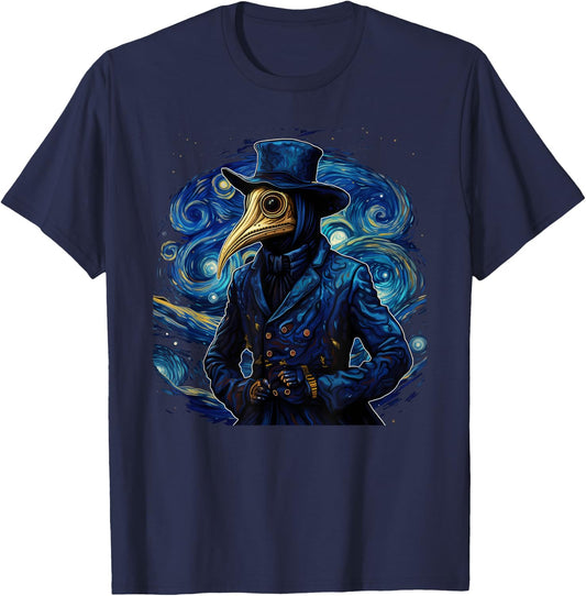 Funny Plague Doctor Starry Night Van Gogh leeches medical T-Shirt - T-Shirt | Navy