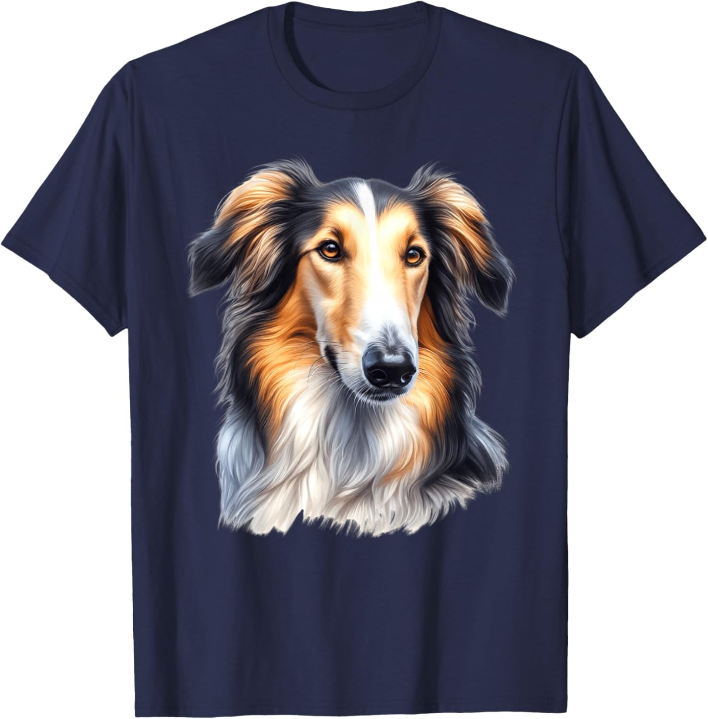 Borzoi Dog Portrait T-Shirt - T-Shirt | Navy