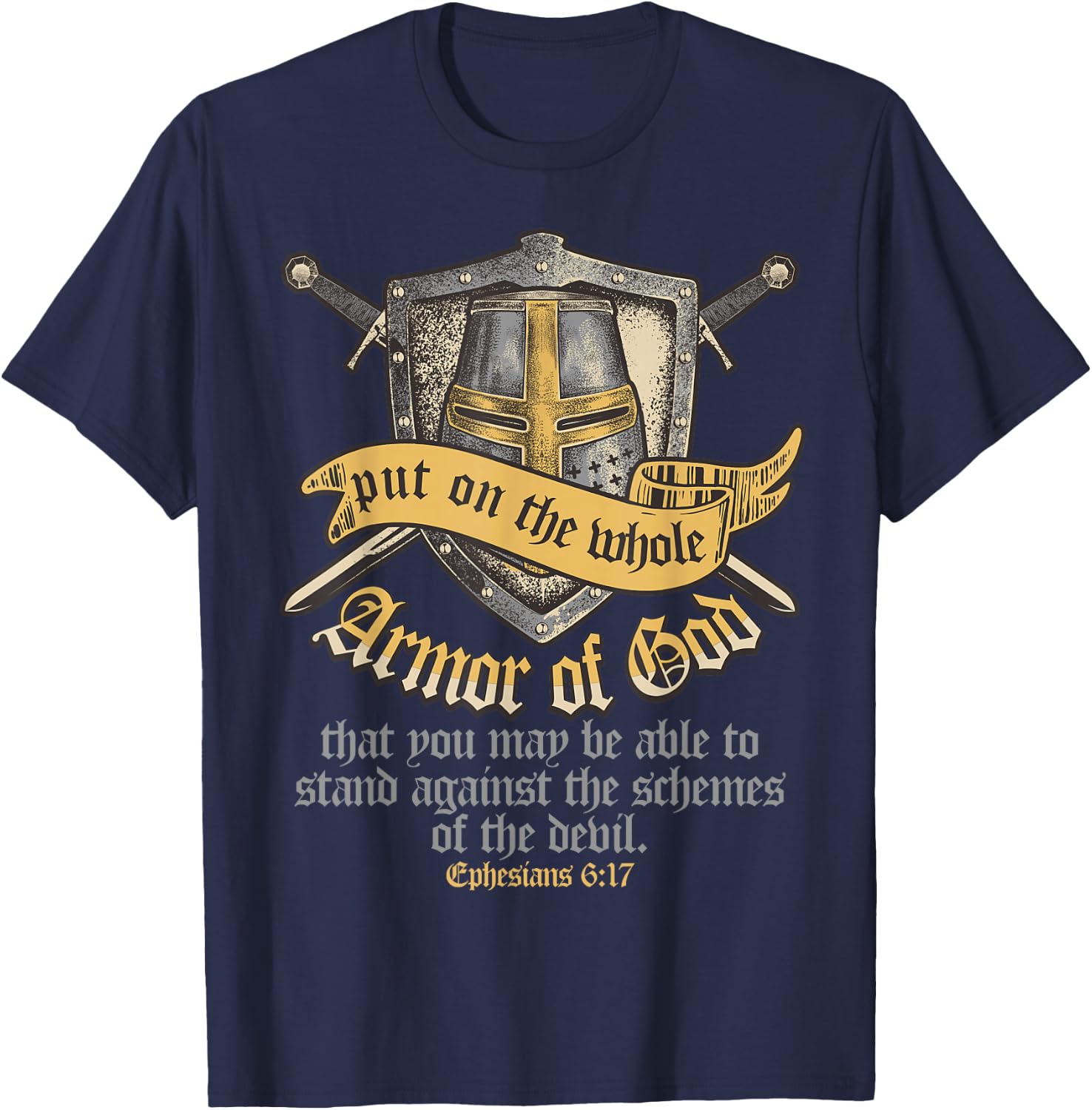 Armor Of God Ephesians 6:17 Bible Verse Christian T-Shirt - T-Shirt | Navy