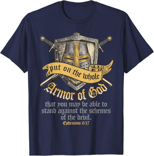 Armor Of God Ephesians 6:17 Bible Verse Christian T-Shirt - T-Shirt | Navy