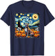 Starry Night Pitbull Halloween T-Shirt - T-Shirt | Navy