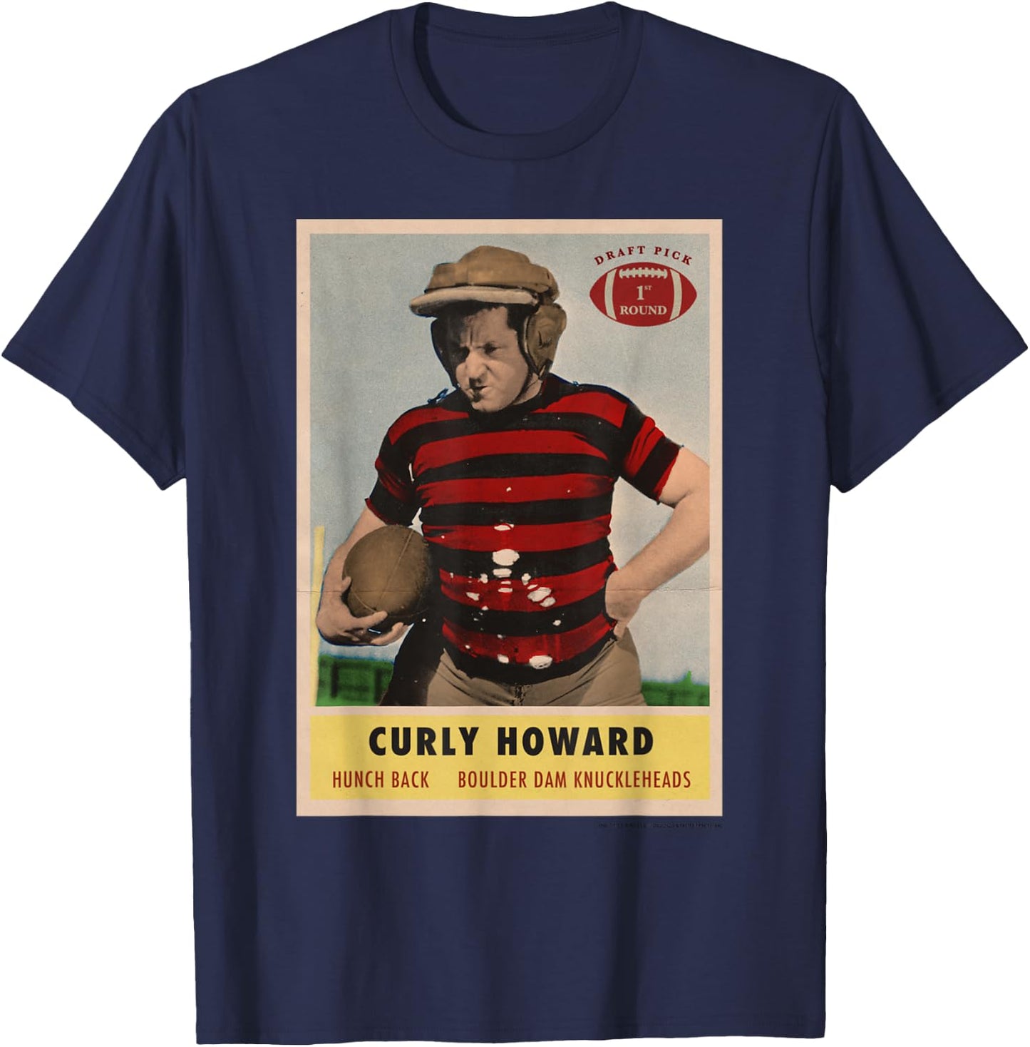 Curly - Knuckleheads Football Card T-Shirt - T-Shirt | Navy