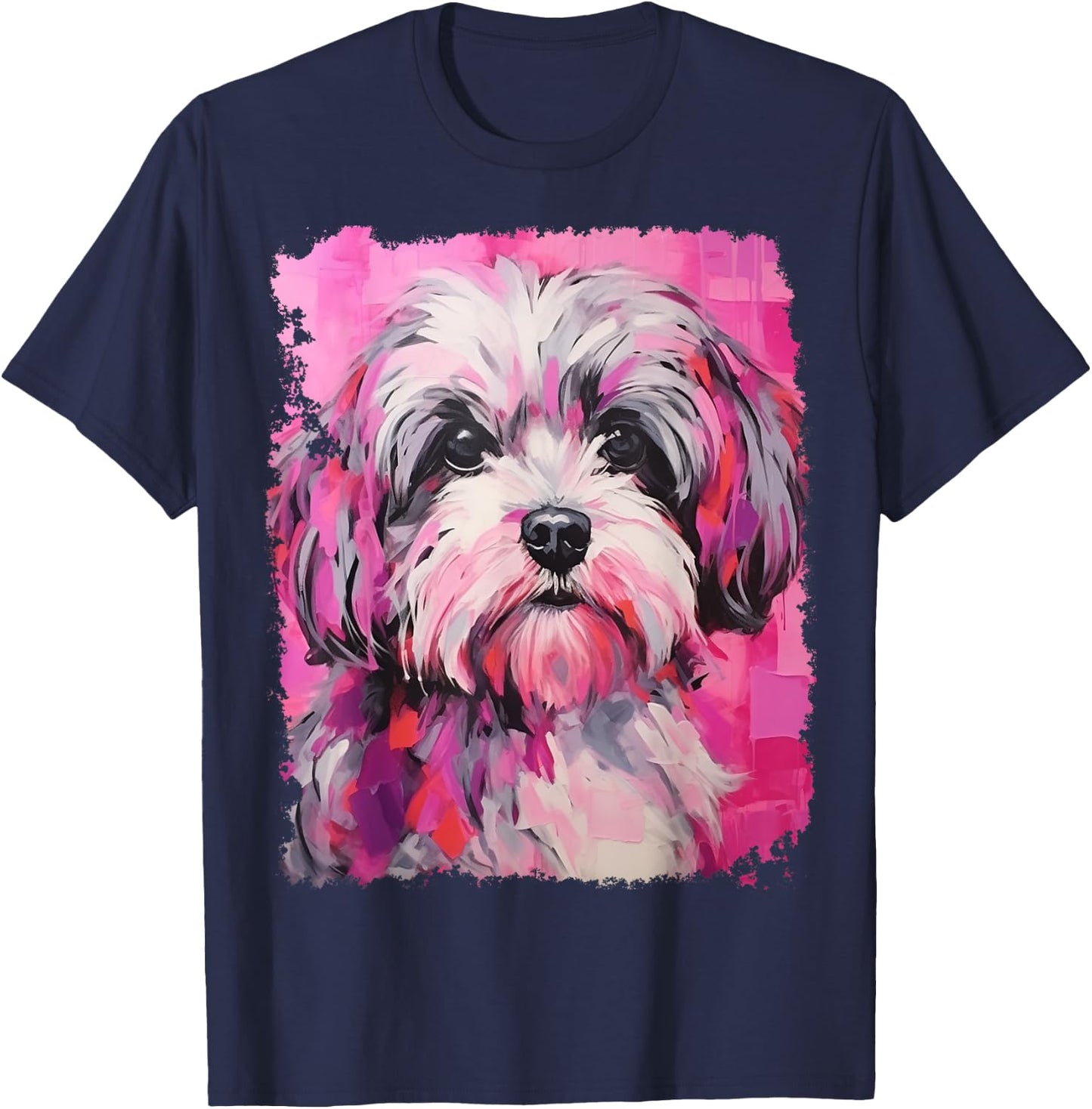 Dog Shih Tzu Pink Women Girls Kids T-Shirt - T-Shirt | Navy