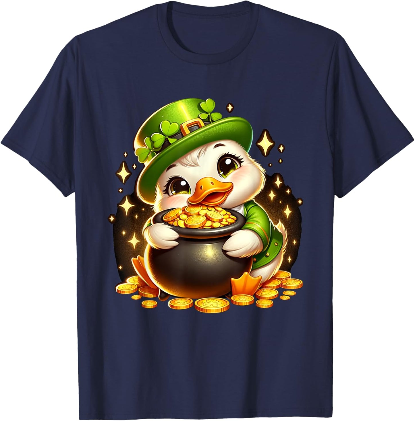Duck Leprechaun Cute Funny Duck St. Patricks Day T-Shirt - T-Shirt | Navy