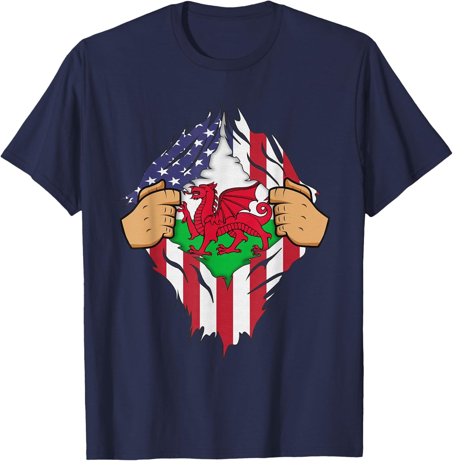 WELSH FLAG WALES Men Women Kids Gift T-Shirt - T-Shirt | Navy