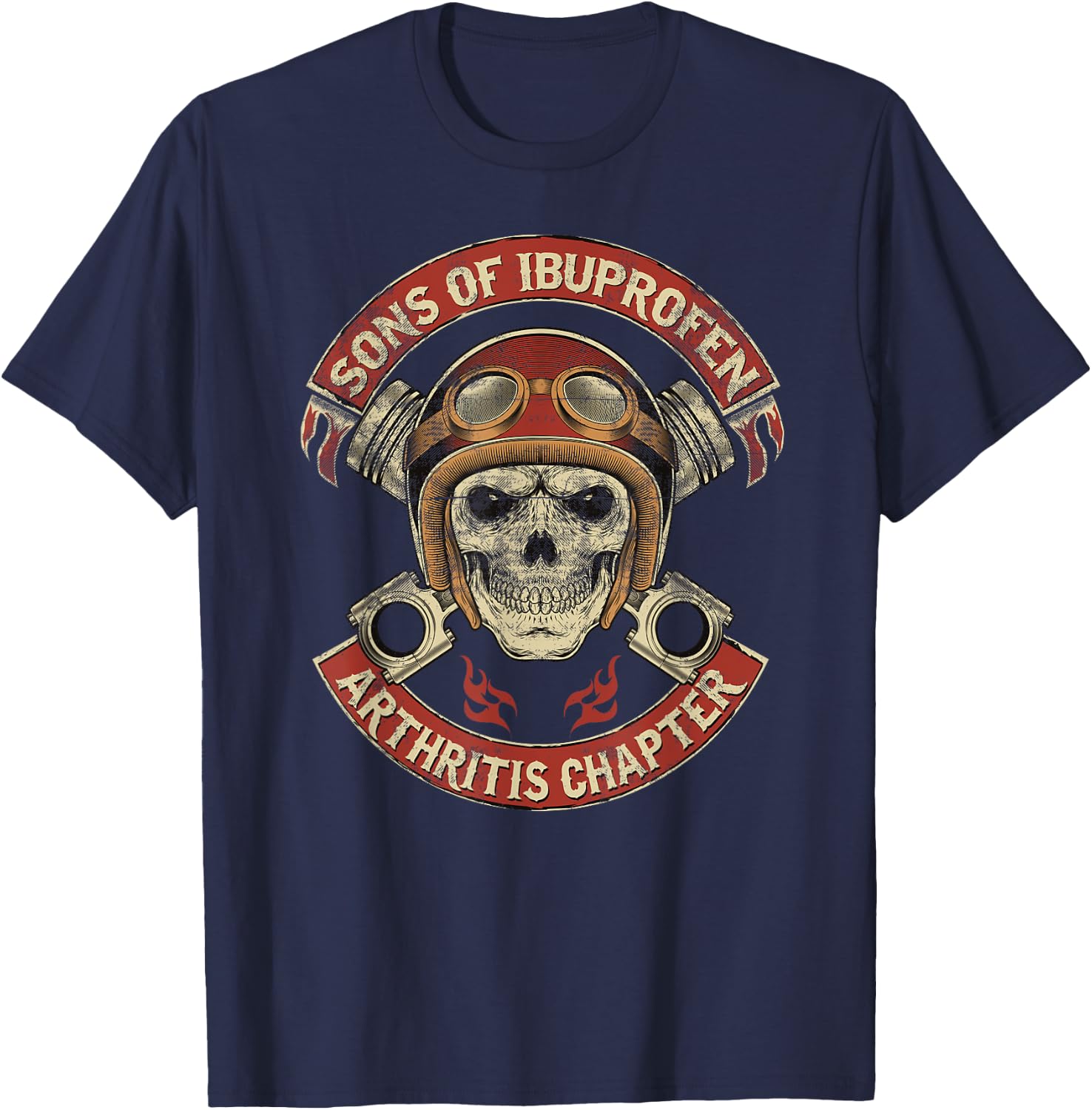 Vintage Son of Ibuprofen Funny Arthritis Chapter Biker T-Shirt - T-Shirt | Navy