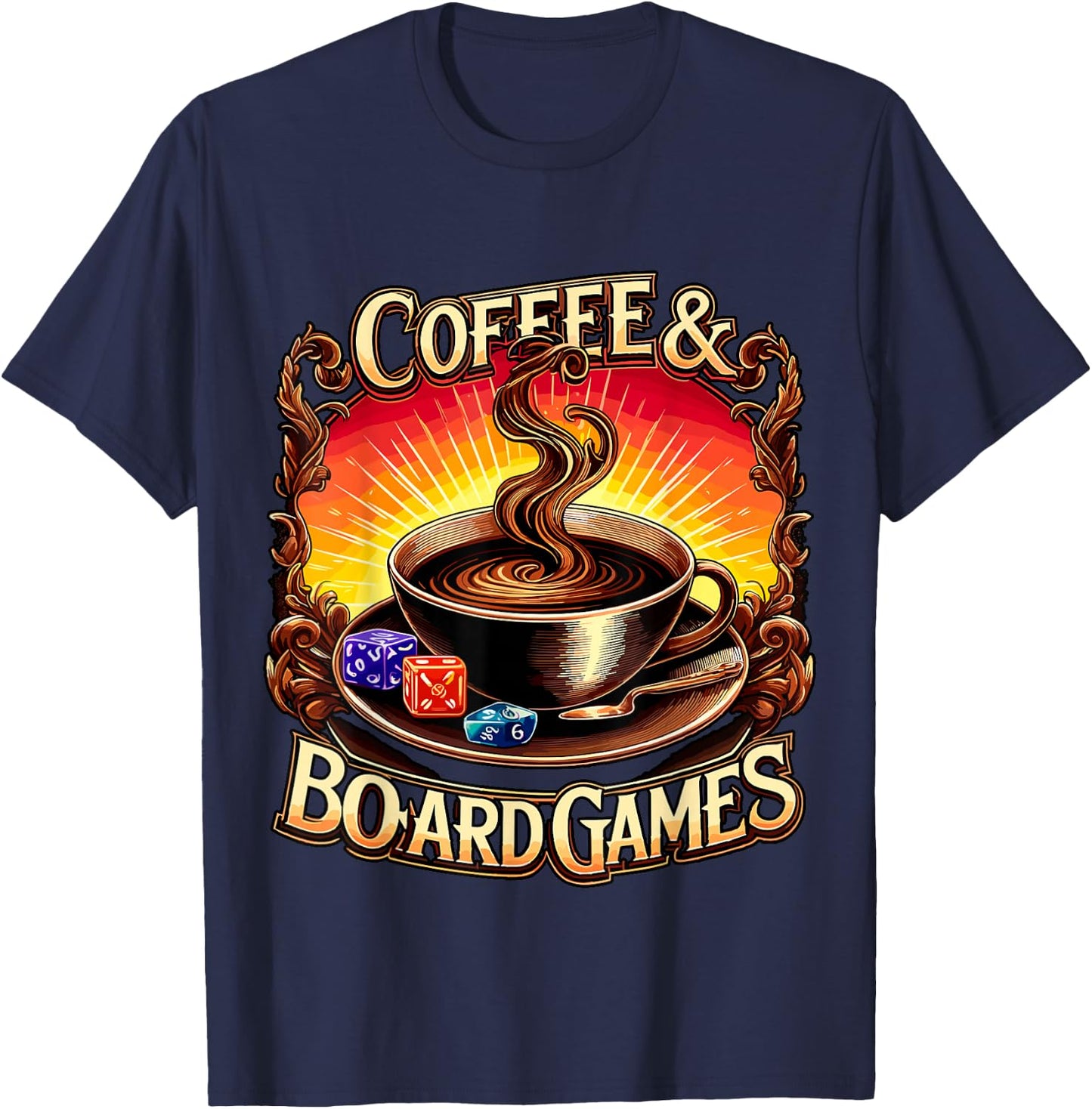 Coffee and Board Games Board Game Night T-Shirt - T-Shirt | Navy