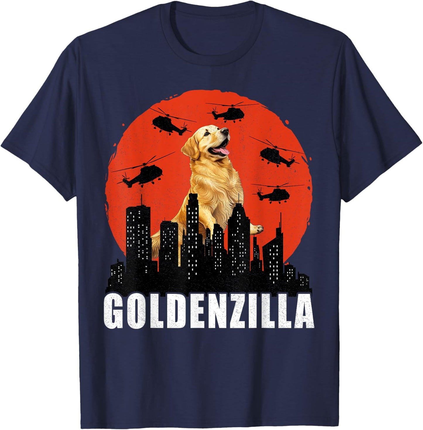 Golden Retriever for Boys Girls Goldenzilla Kaiju T-Shirt - T-Shirt | Navy
