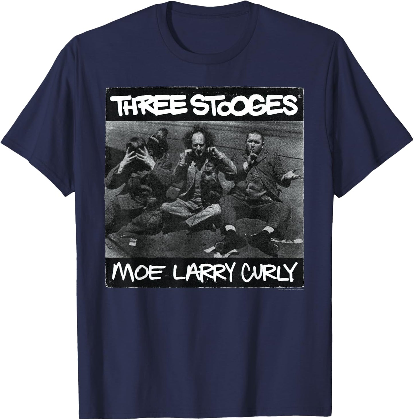 Three Stooges '90s Hip Hop Album T-Shirt - T-Shirt | Navy
