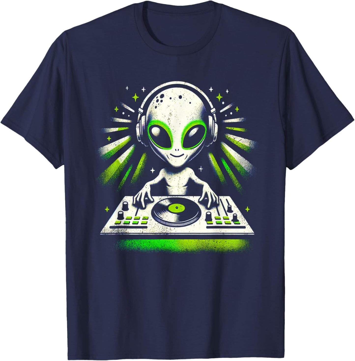 Alien DJ Music Mixer Fun Extraterrestrial Music Lover Shirt T-Shirt - T-Shirt | Navy