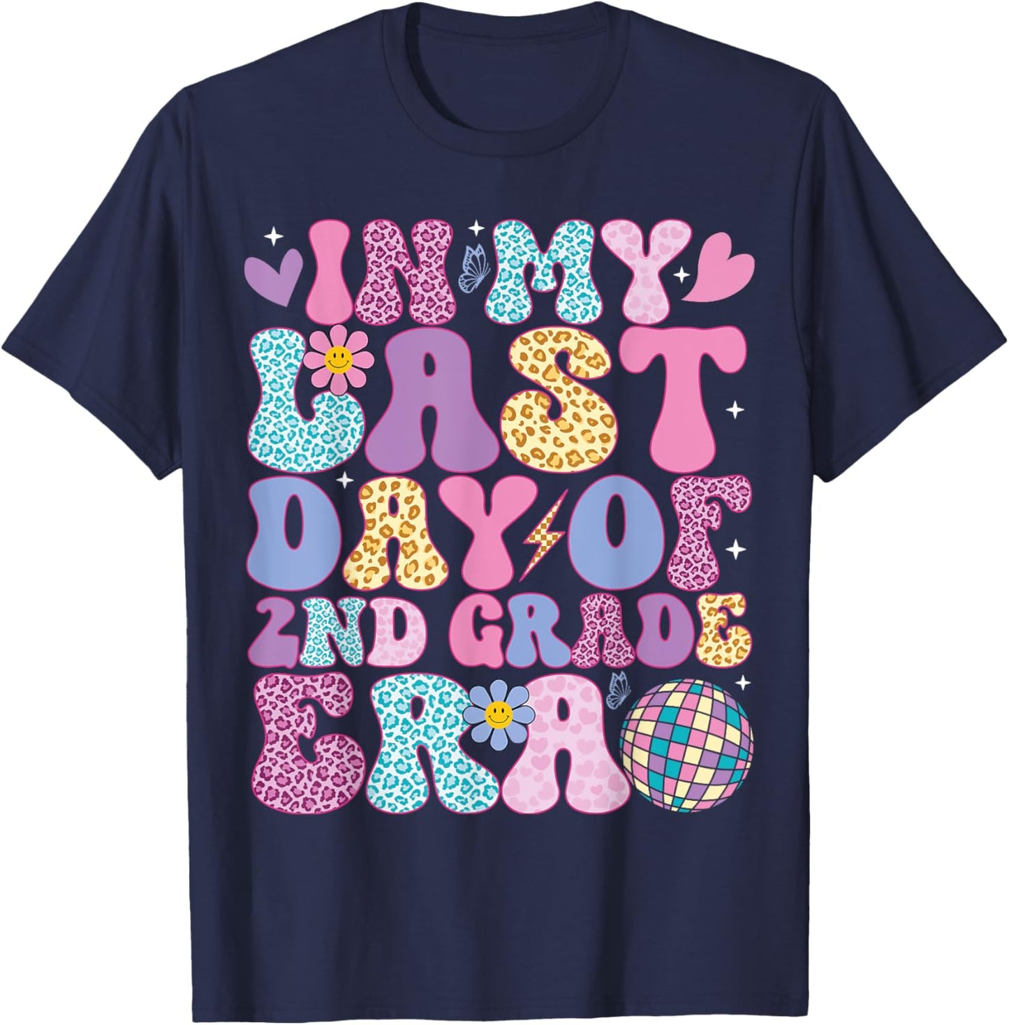 In My Last Day 2nd Grade Era Groovy Students End of School T-Shirt - T-Shirt | Navy