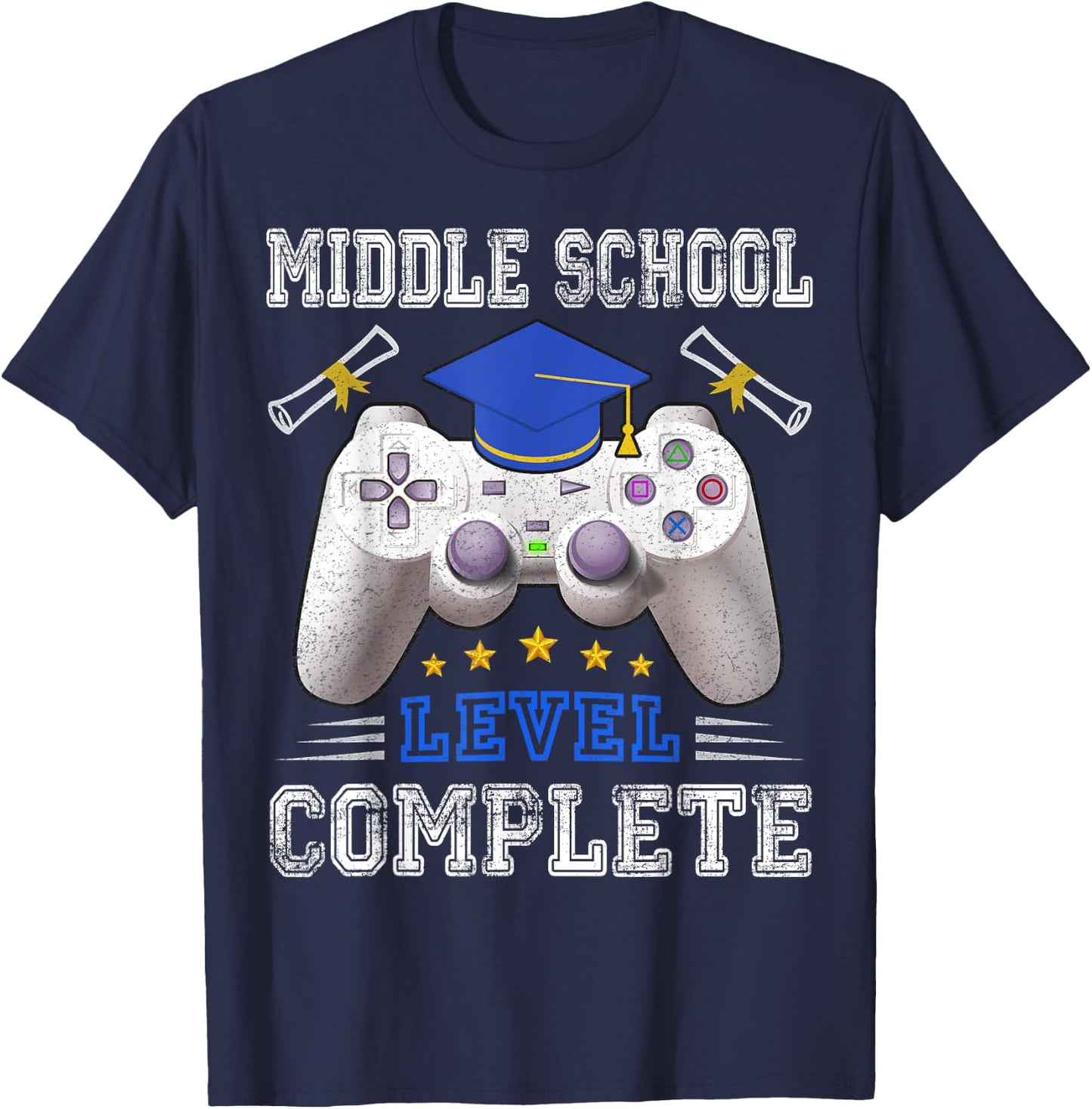 Middle School Level Complete Class Of 2025 Graduation T-Shirt - T-Shirt | Navy