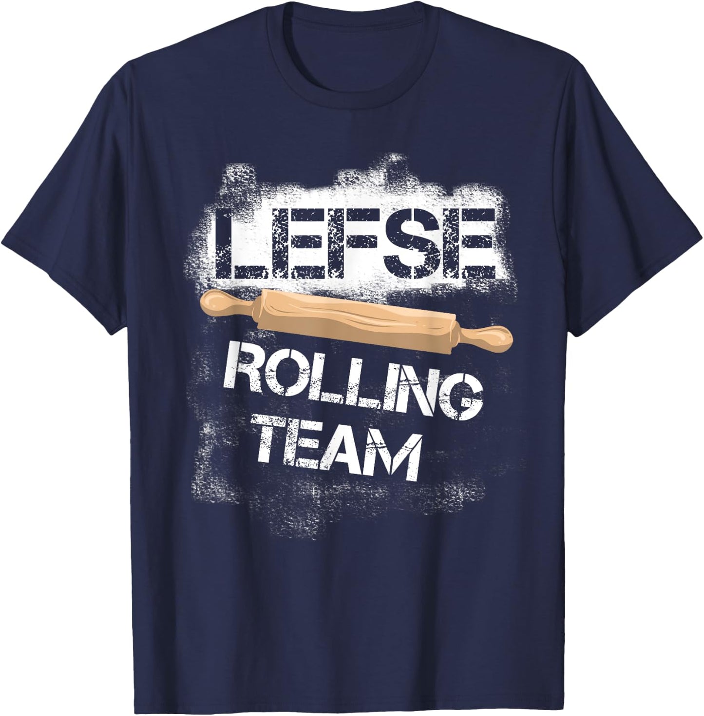 Funny Lefse Rolling Team | Cute Potato Pancakes Cooking Gift T-Shirt - T-Shirt | Navy