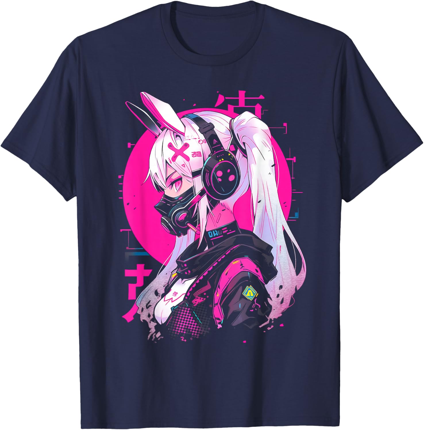 Anime Manga Cyberpunk Aesthetic Techwear Harajuku T-Shirt - T-Shirt | Navy