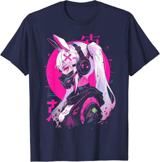 Anime Manga Cyberpunk Aesthetic Techwear Harajuku T-Shirt - T-Shirt | Navy
