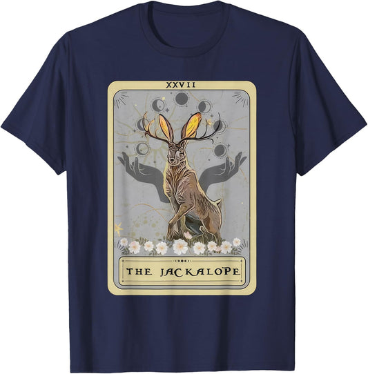 Jackalope Hat Tarot Card Monster Legend Cryptid Cryptidcore T-Shirt - T-Shirt | Navy