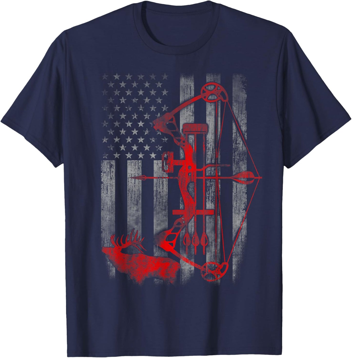 Bow Deer hunting flag Archery T-Shirt - T-Shirt | Navy
