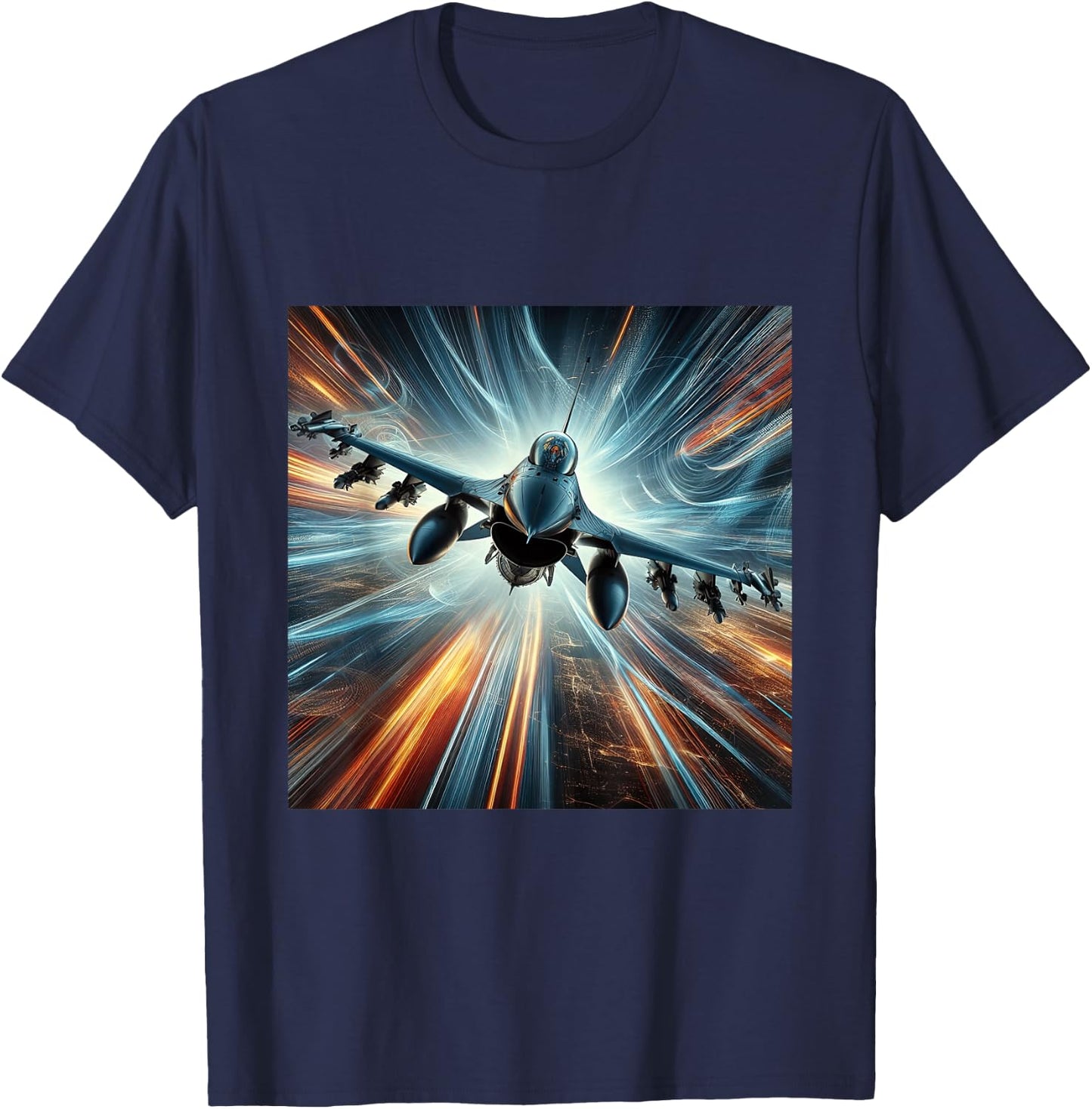 F-16 Fighting Falcon Fighter Jet Military Aircraft T-Shirt - T-Shirt | Navy