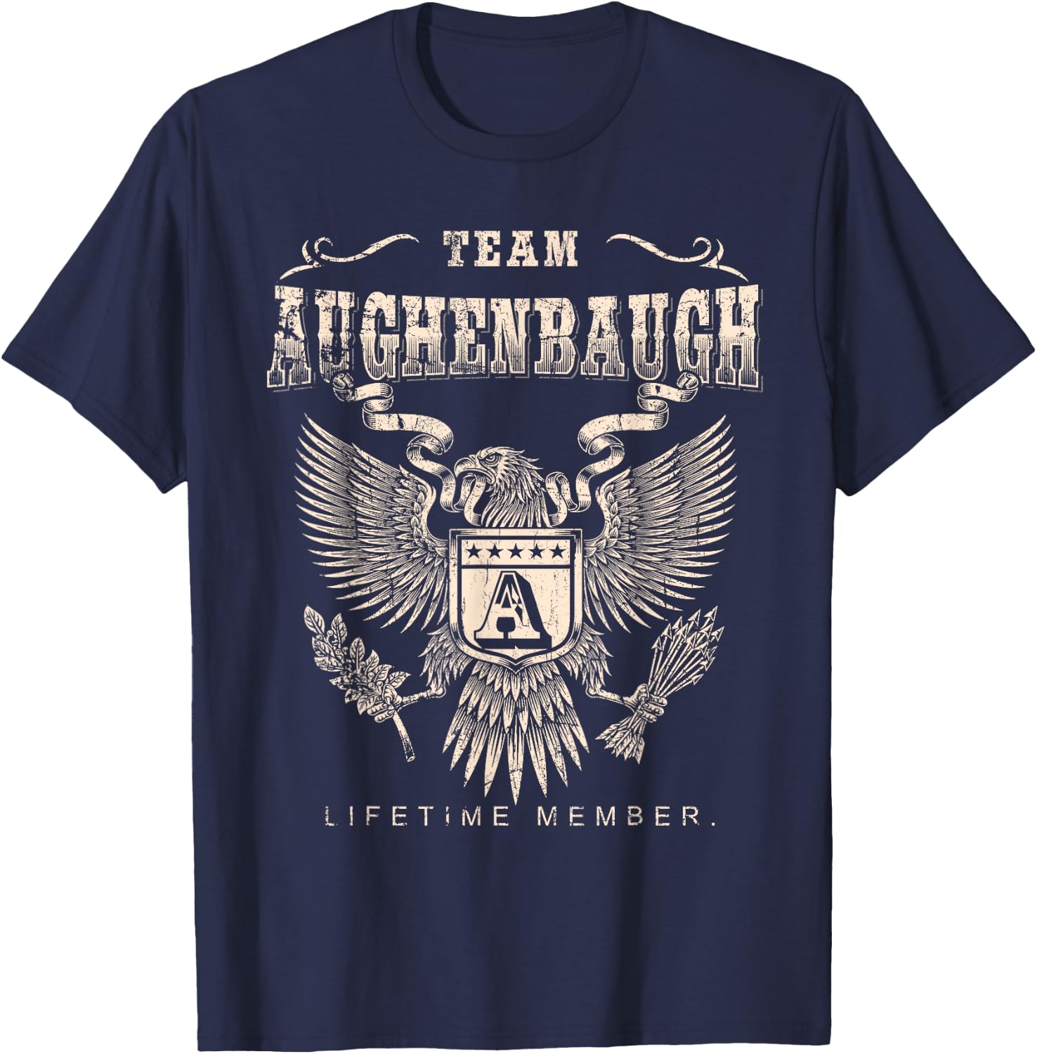 Team Aughenbaugh Lifetime Member - Aughenbaugh Name T-Shirt - T-Shirt | Navy