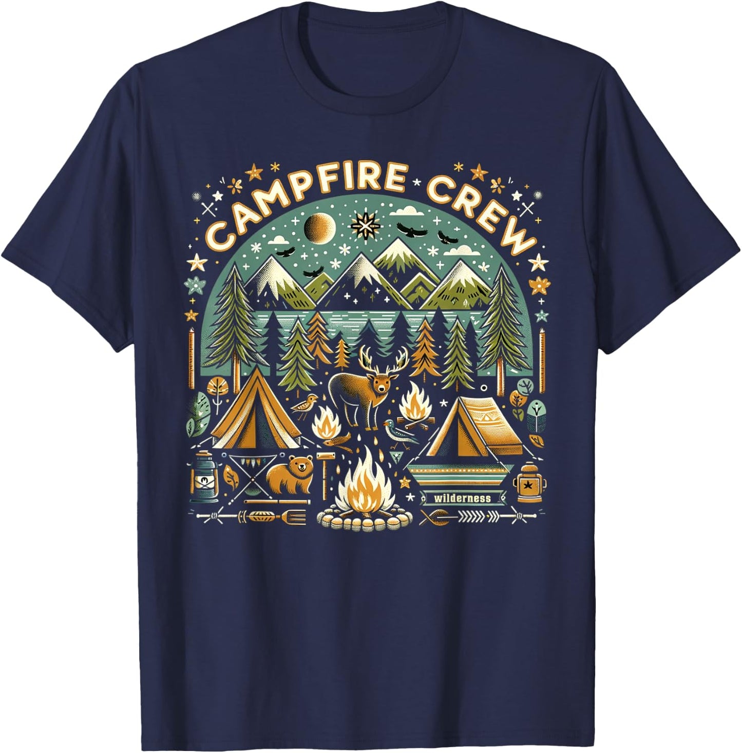 Family Camping Trips Campfire Crew T-Shirt - T-Shirt | Navy